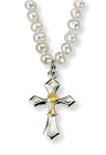 First Communion Freshwater Pearl Two-Tone Cross with Chalice and  Necklace