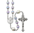 8mm Light Amethyst Glass Shimmer Bead Rosary, Pewter Crucifix and Center