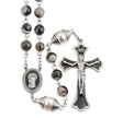 8mm Black and Grey Onyx Rosary, Black Epoxy Pewter Crucifix and Center