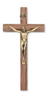Carved Walnut Wood Wall Crucifix 10 inch