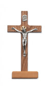 Walnut Wood Standing Crucifix with Two Tone Corpus - 8'H