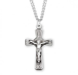 Wheat and Lily Men's Crucifix Necklace