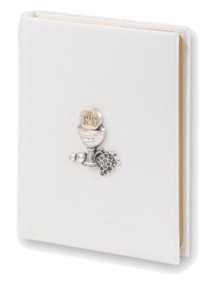 White Cover First Communion Missal with Raised Chalice