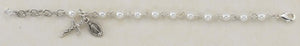 White Pearl & Sterling Silver Communion Rosary Bracelet