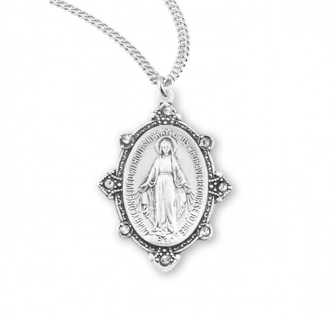Antiqued Swarovski Crystal Miraculous Medal for Women