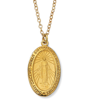 Blue Enamel Oval Miraculous Medal for Women