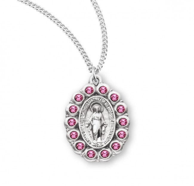 Crystal Bead Miraclous Medal for Women