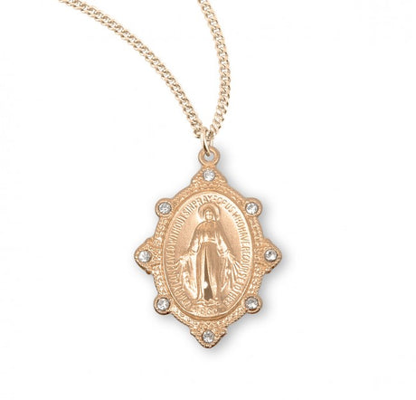 Crystal Miraculous Medal in Gold Plate for Women