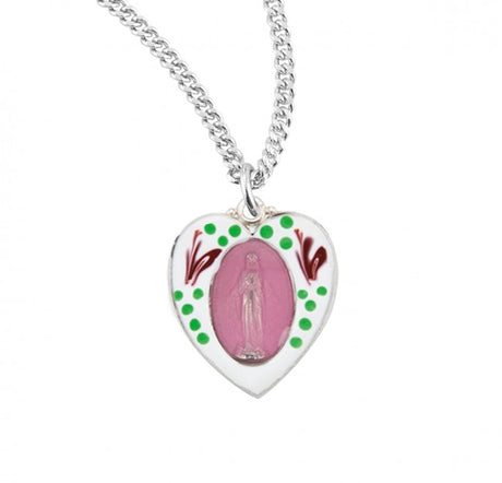 Hand-Painted Heart Miraculous Medal for Women