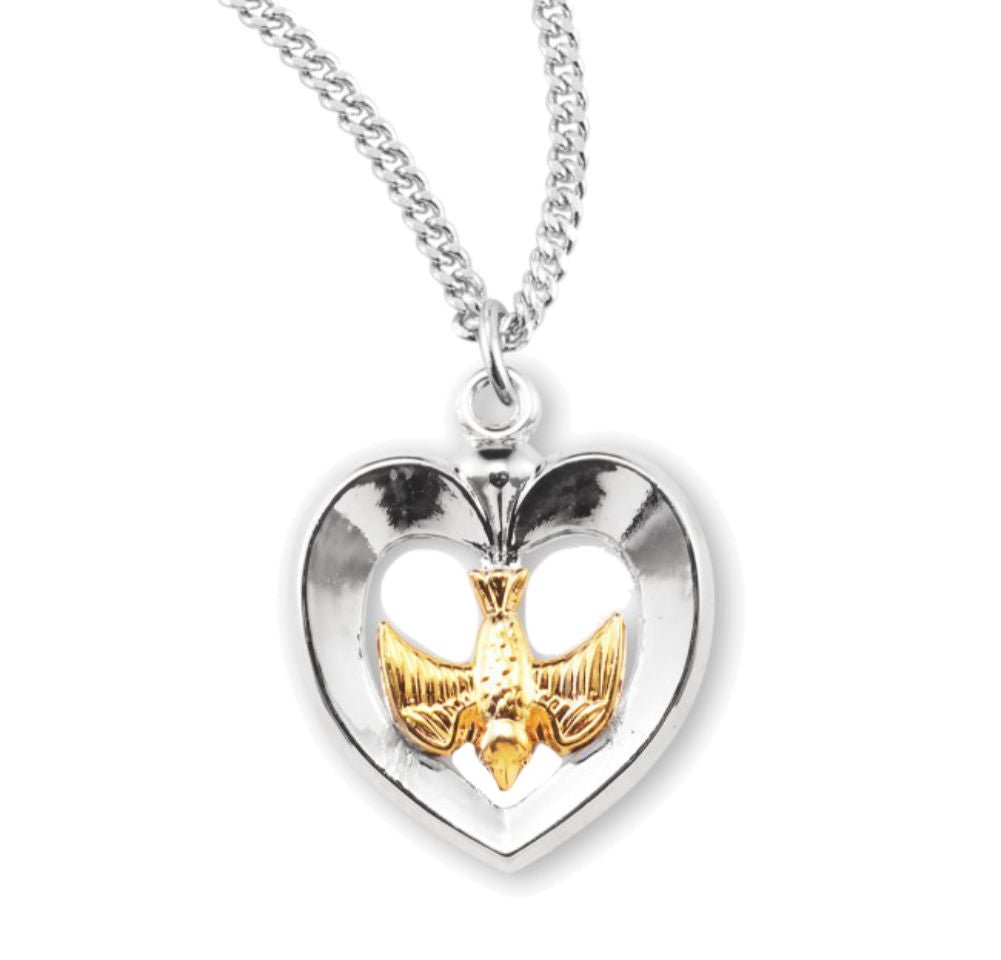Heart and Dove Open Cut Necklace for Women