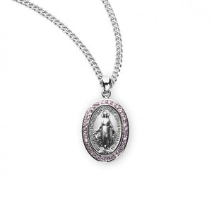 Oval Cubic Zirconia Studded Miraculous Medal for Women