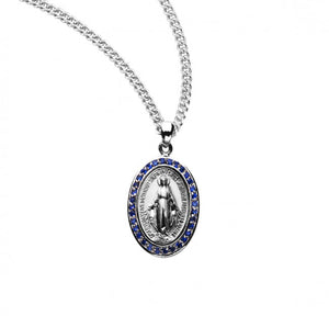 Oval Cubic Zirconia Studded Miraculous Medal for Women