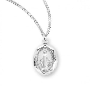 Oval Miraculous Pendant with Scalloped Edges for Women