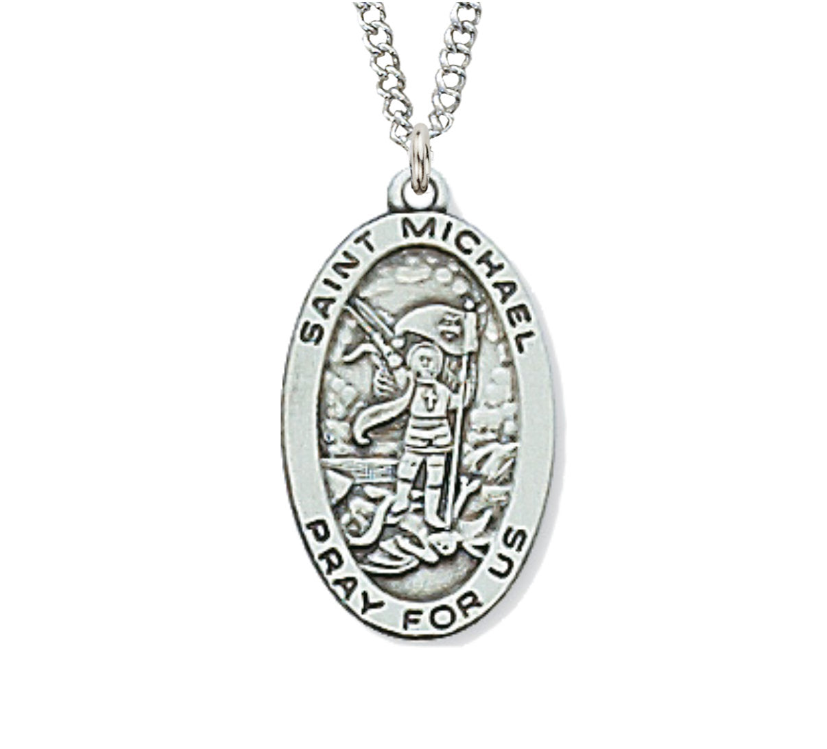 Oval St. Michael Medal Sterling Silver for Women