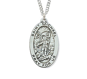 Oval St. Michael Medal Sterling Silver for Women