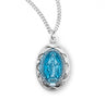 Scalloped Edge Miraculous Medal Silver or Blue for Women