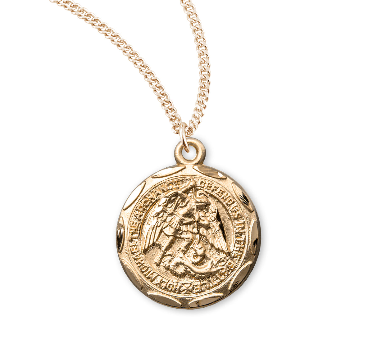 Scalloped Edge Round Saint Michael Medal for Women