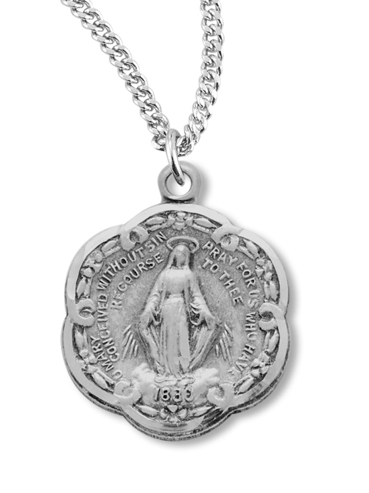 Scalloped Edge Sterling Miraculous Pendant for Women