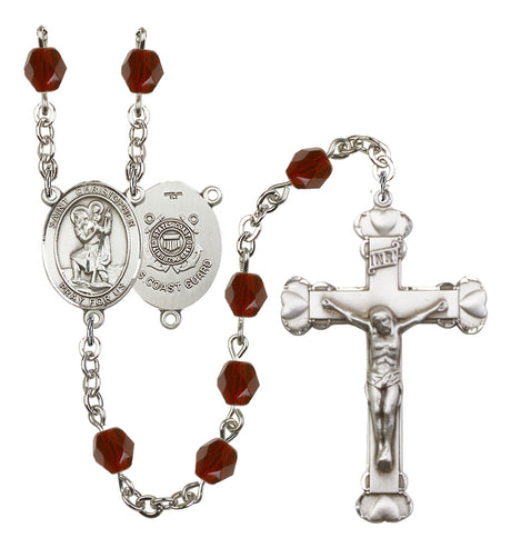 St. Christopher Coast Guard Birthstone Rosary for Women