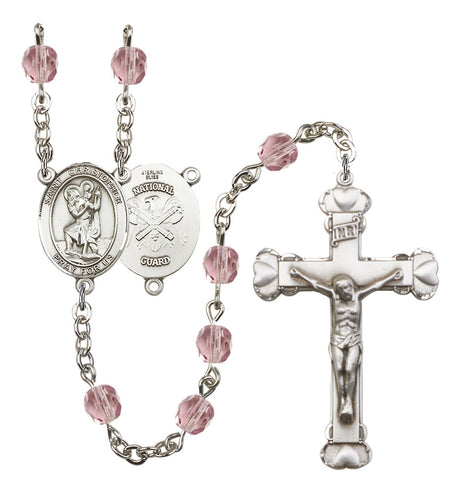 St. Christopher National Guard Birthstone Rosary for Women