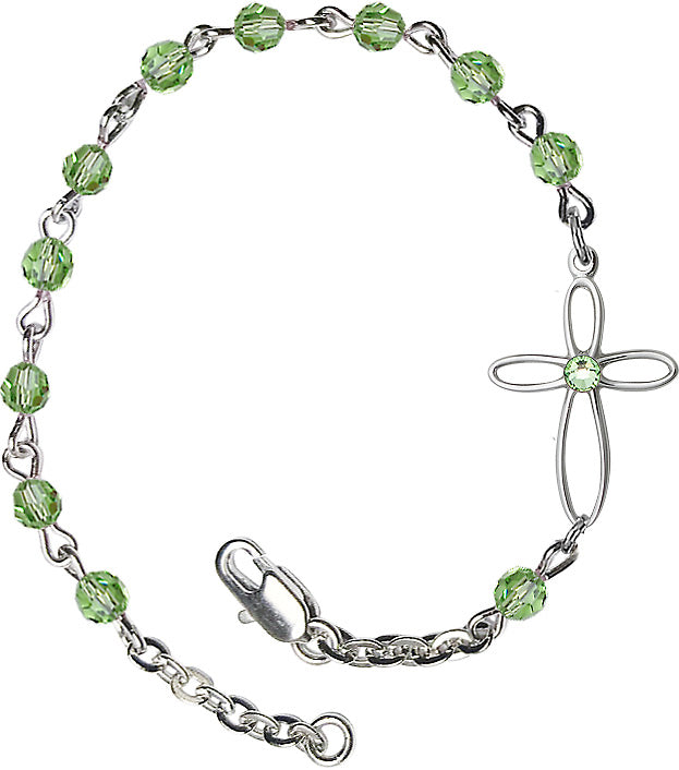 Silver Cross Bracelet 4mm Swarovski Crystal beads for Girls