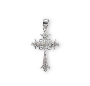 Cubic Zirconia Boxed Cross Necklace, Sterling Silver