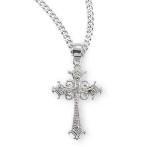 Cubic Zirconia Boxed Cross Necklace, Sterling Silver