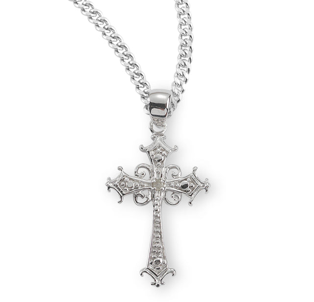 Cubic Zirconia Boxed Cross Necklace, Sterling Silver