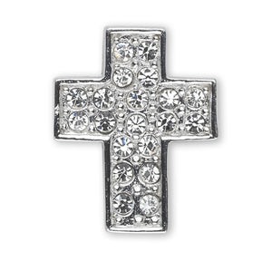 Medium Crystal Cross Necklace with Cubic Zirconia, Sterling Silver