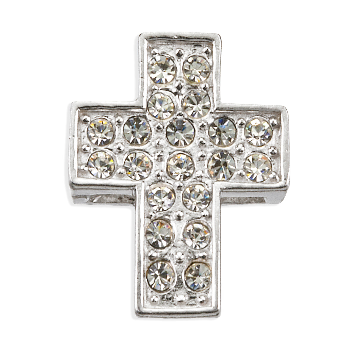 Medium Crystal Cross Necklace with Cubic Zirconia, Sterling Silver