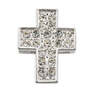 Medium Crystal Cross Necklace with Cubic Zirconia, Sterling Silver
