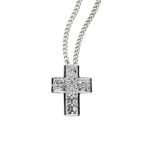 Medium Crystal Cross Necklace with Cubic Zirconia, Sterling Silver