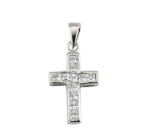 Cubic Zirconia Ia Cross Necklace, Sterling Silver