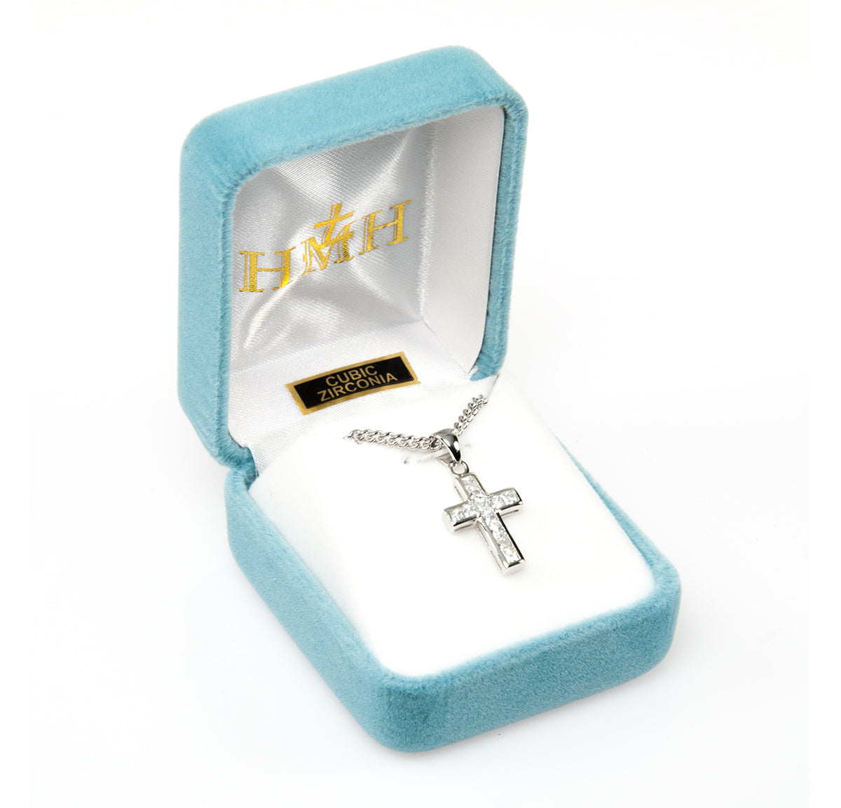 Cubic Zirconia Ia Cross Necklace, Sterling Silver