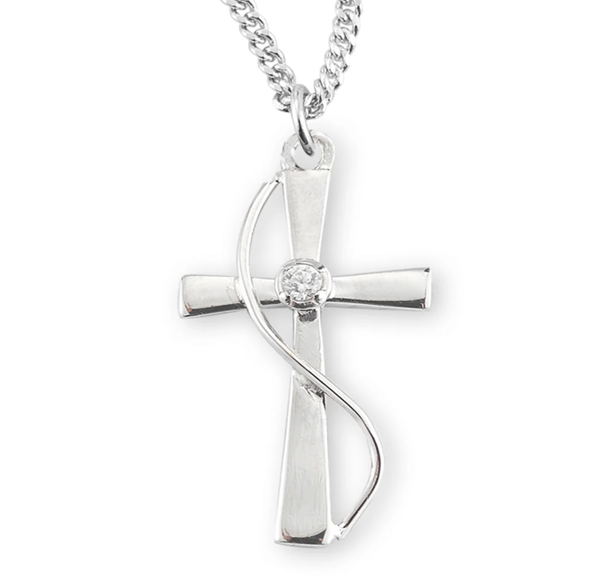 Sterling Silver Cubic Zirconia Cross Necklace