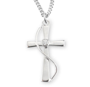 Sterling Silver Cubic Zirconia Cross Necklace