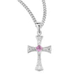Lightweight Medium Crystal Cubic Zirconia Cross Necklace, Sterling Silver