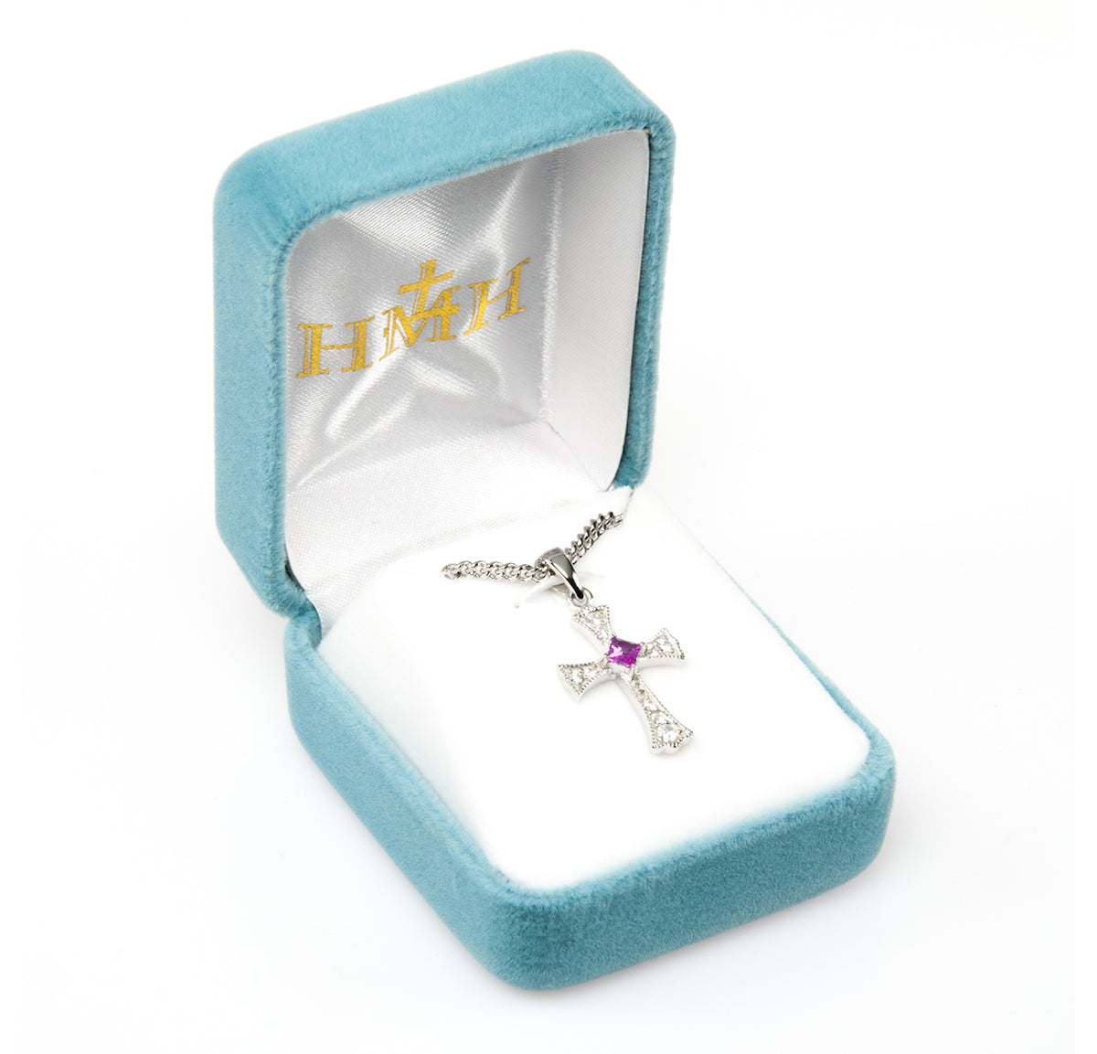 Lightweight Medium Crystal Cubic Zirconia Cross Necklace, Sterling Silver