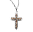 Champagne Crystal Cubic Zirconia Cross Necklace, Sterling Silver