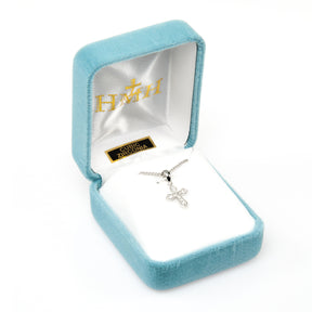 Sterling Silver Small Cross Pendant with CZ Crystal