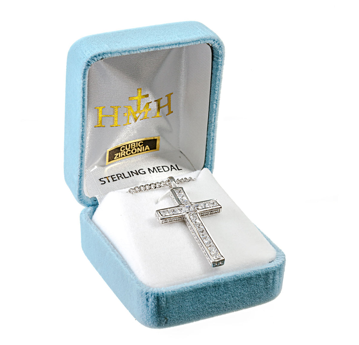 Simple Cross Necklace with Settings, Sterling Silver