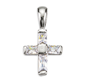 Small Cross Necklace with Settings, Sterling Silver