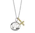 Child's Two-Tone Guardian Angel Medal and Cross Charm Necklace, Sterling Silver