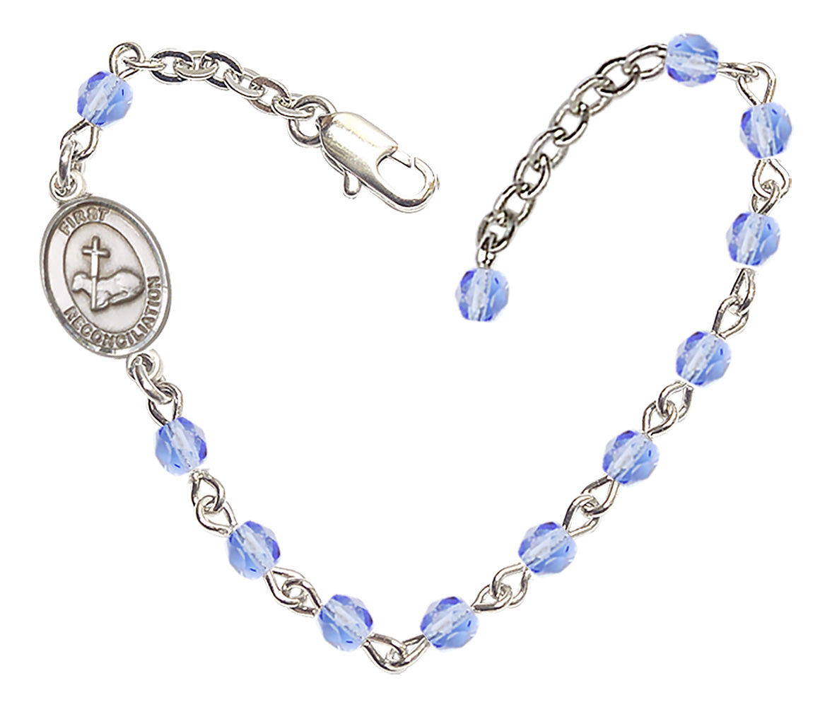 First Reconciliation Beaded Bracelet - Silver Plate - Light Sapphire