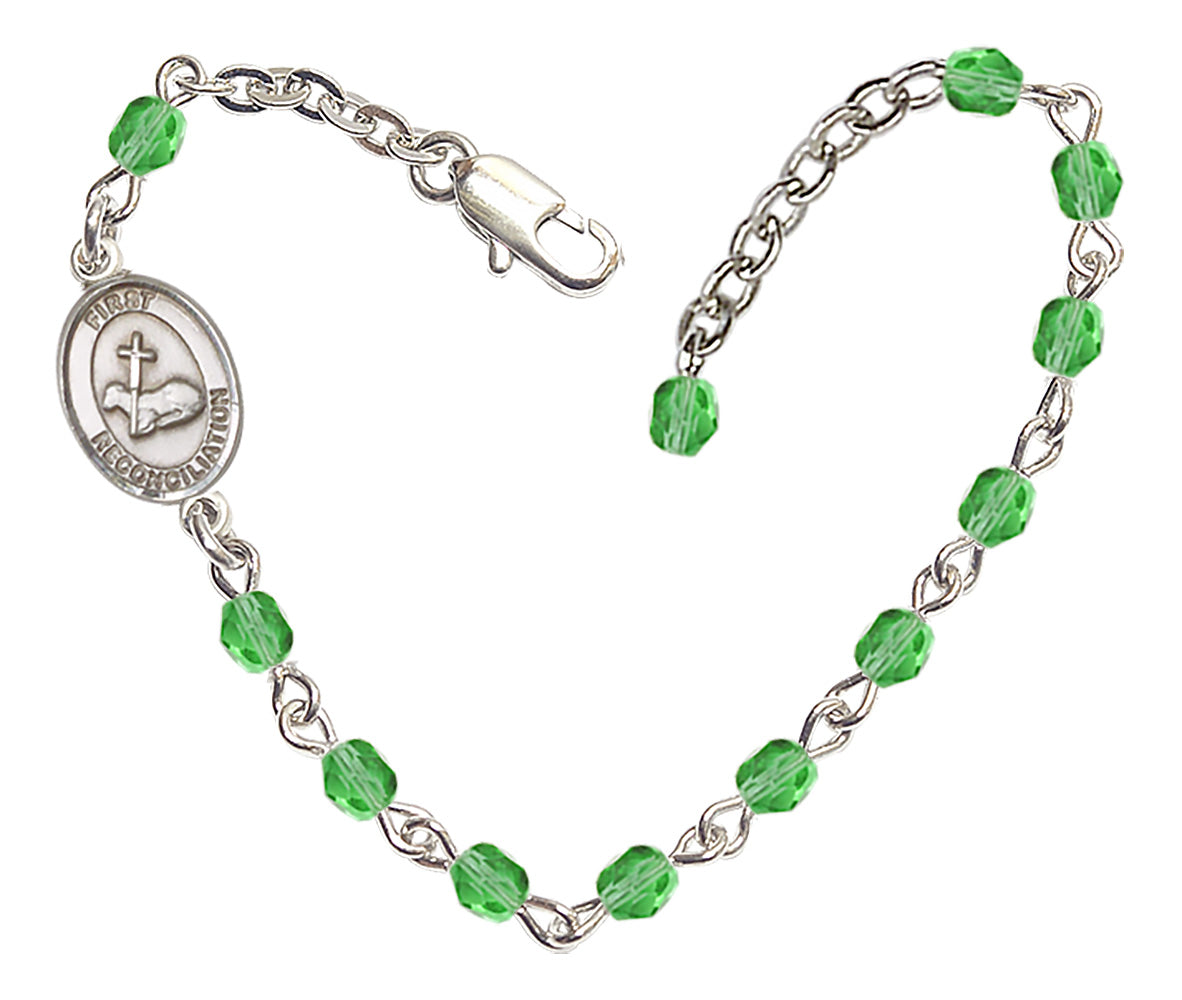 First Reconciliation Beaded Bracelet - Silver Plate - August - Peridot