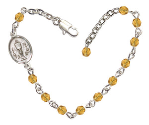 Chalice Beaded Bracelet - Silver Plate - November - Topaz