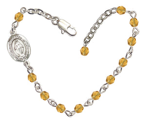 Miraculous Medal Beaded Bracelet - Silver Plate - November - Topaz