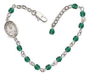 Scapular Beaded Bracelet - Silver Plate - December - Zircon