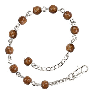 Wood Bead Bracelet B0940 - Silver Plate