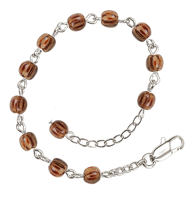 Wood Bead Bracelet B0941 - Silver Plate